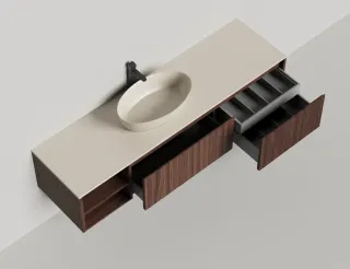 Подвесная тумба Salini Domino 27D218A 180см шпон с открытой полкой